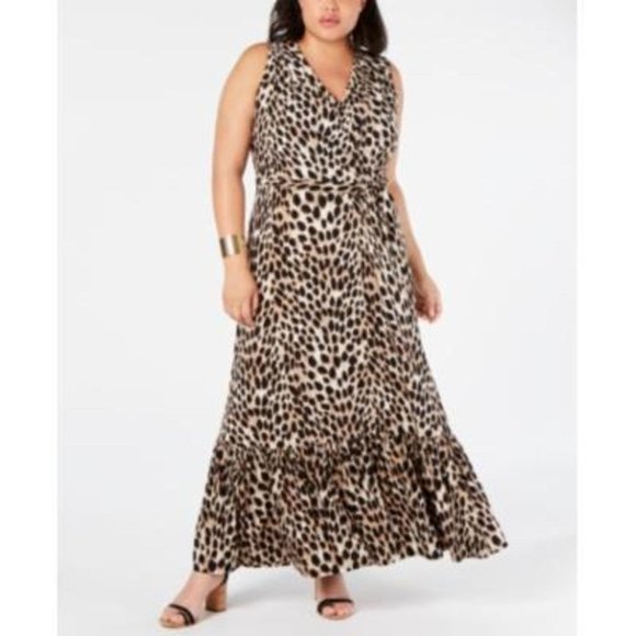 INC International Concepts Dresses & Skirts - 2/$30 Womens Plus Leopard Faux Wrap Maxi Dress 1X